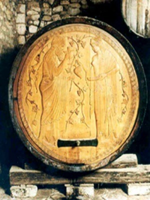 Old world barrel carving from Gustav Clauss winery  