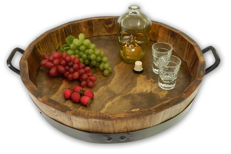 wine barrel serving tray by winevine imports