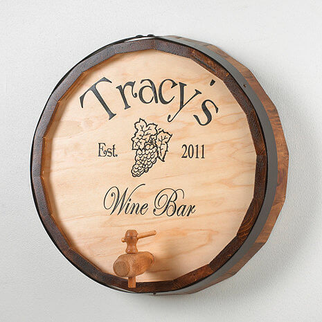 oak wine Barrel top sign by WineEnthusiast