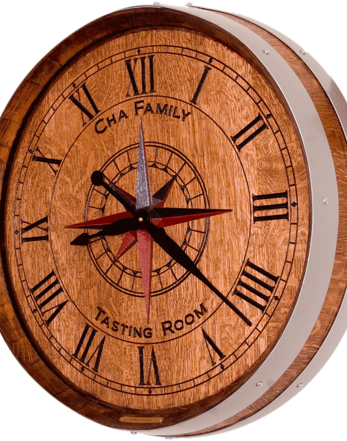 Cha peronalized wine barrel clock