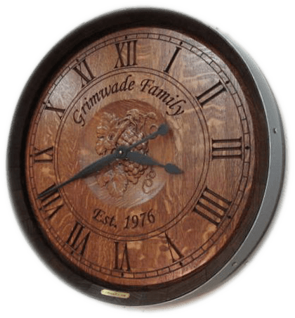 Grimwade Wine Barrel Clock with 3D Grapes
