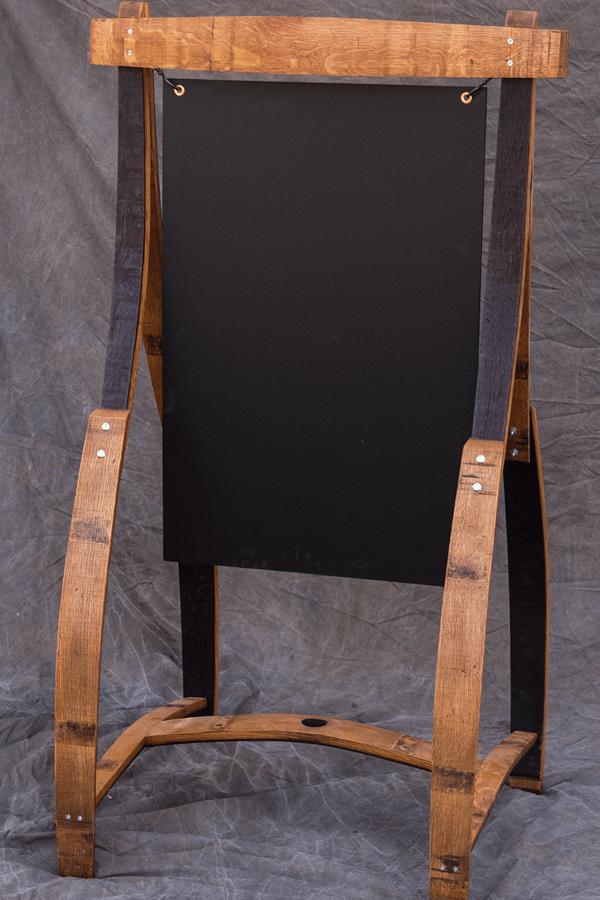 tall barrel stave chalkboard easel