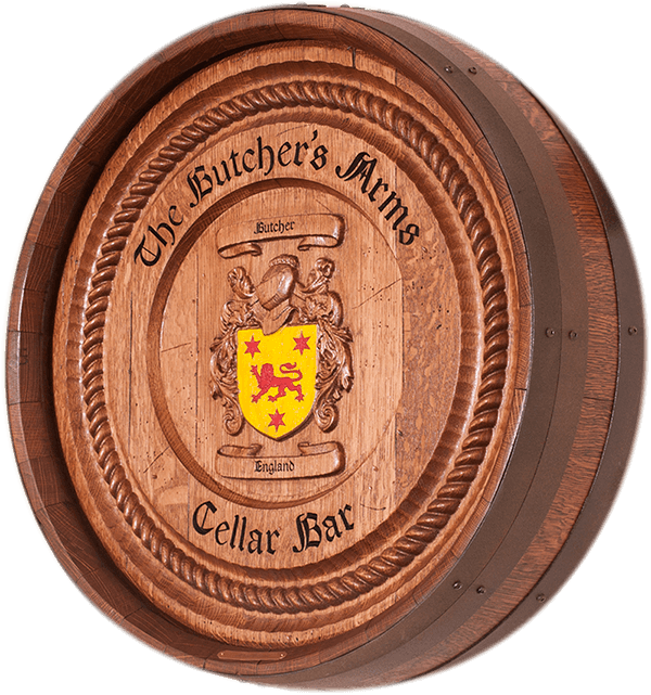Coat of Arms Family Crest Tenth Barrel Carving
