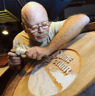 hand carved barrel carving by Peter Forbes