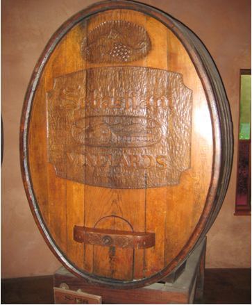 Sebastiani Winery large oval barrel carving