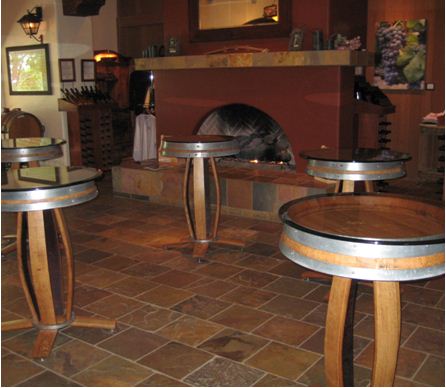 bridlewood winery tasting room barrel tables