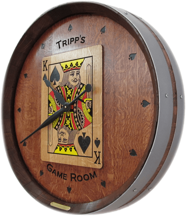 King of Spades Game Room Barrel Clock