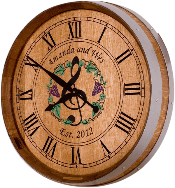  Music and Grapes Themed Wedding Barrel Clock