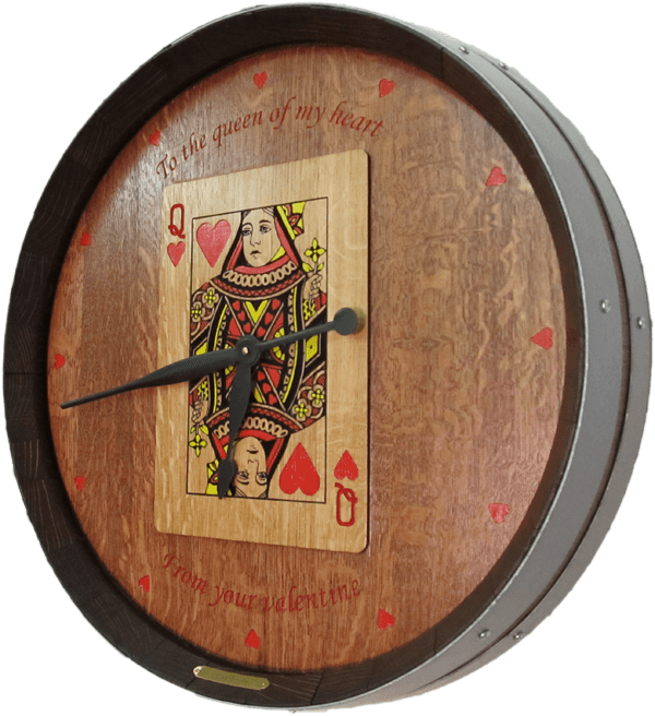 Queen Of Hearts Game Room Barrel Clock