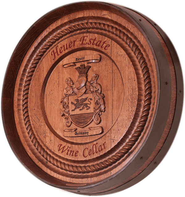 Heuer Coat Of Arms Barrel Carving